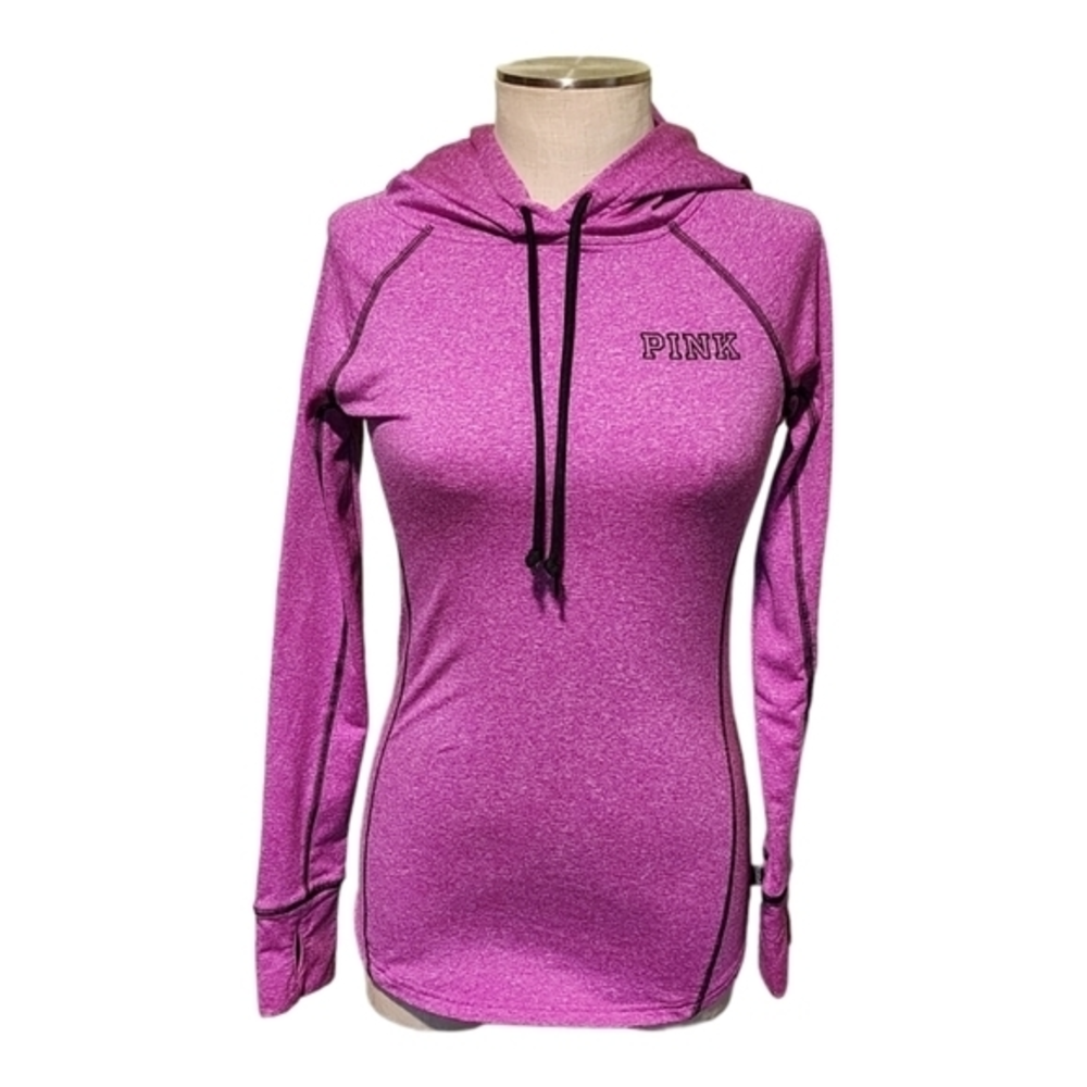 Pink Victoria's Secrete Women's Fuchsia Drawstring Hoodie Thumb Inserts‎ Size XS